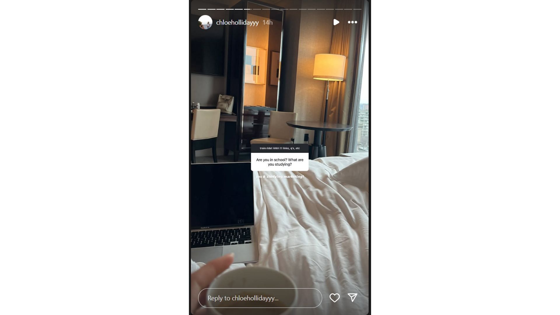 Chloe Holliday's Instagram story (Source: Instagram @chloehollidayyy)